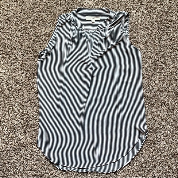 LOFT Grey & White Stripe Tunic Shell - xs - Picture 2 of 6